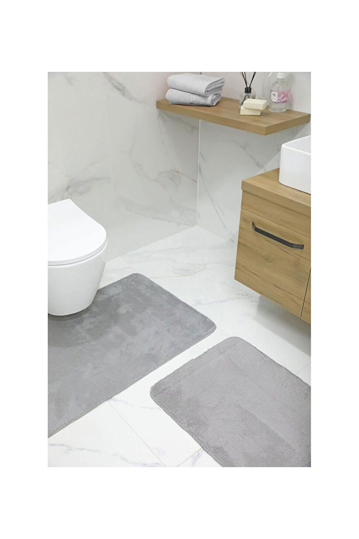 2'li Kaydırmaz Peluş Banyo Paspası Banyo Klozet Takımı Klozet Paspas Takımı