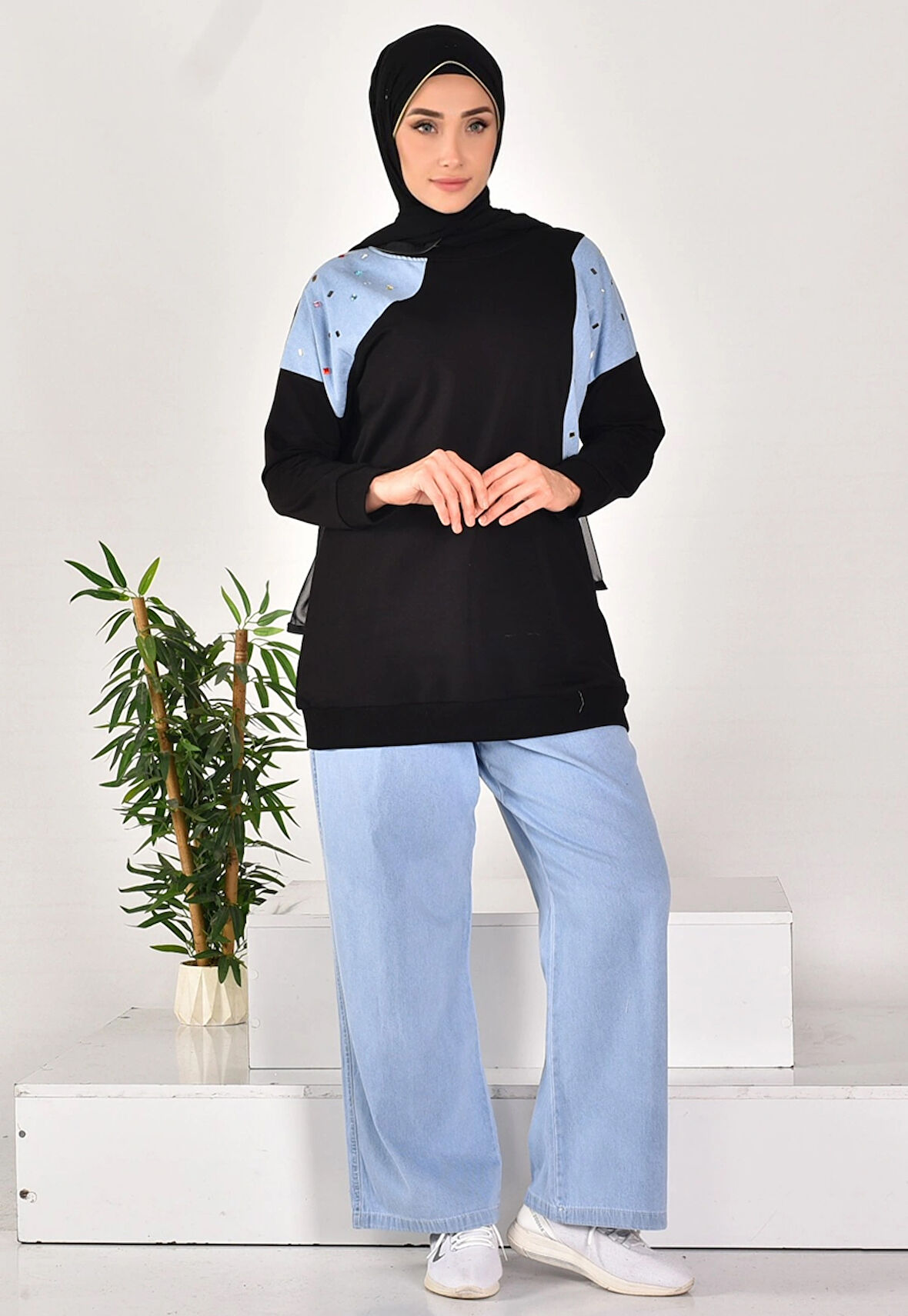 CYLN593 İKİ İPLİK KUMAŞ KOT GARNİLİ İKİLİ TAKIM