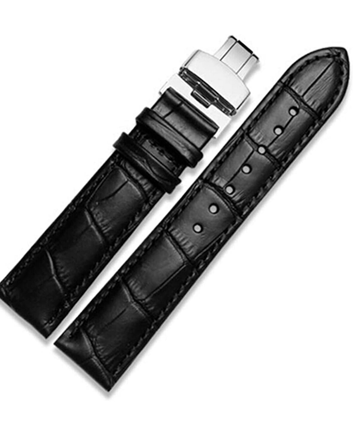 Hertür Saate Uygun  Kelebek  Toka  22  mm  Siyah   Kordon