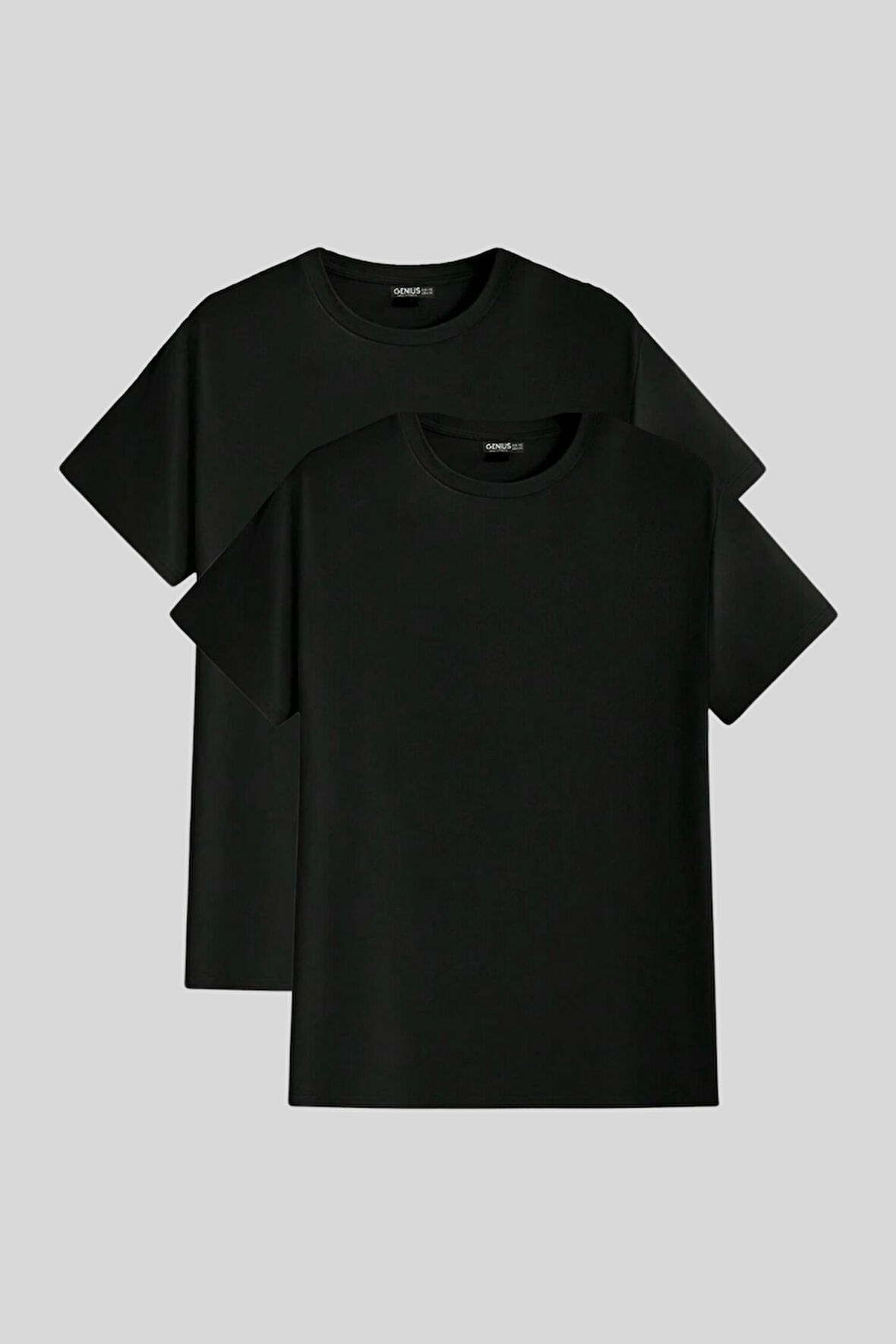 Erkek Slim Fit Dar Kesim Bisiklet Yaka %100 Pamuk 2'li Tişört Paketi BASIC-T-SHIRT2