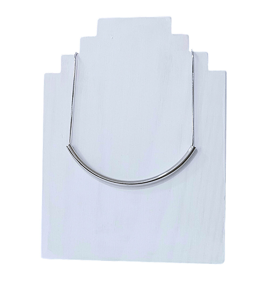 Kadın Çelik Geometrik Dirsek Model Kolye Gümüş Renk