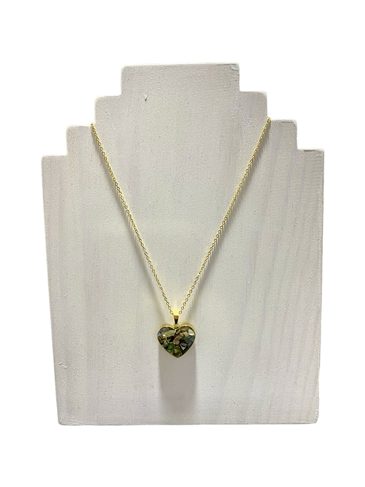 Çelik Kalp Sedef Kolye Uçlu kadin Altın Renk Kolye