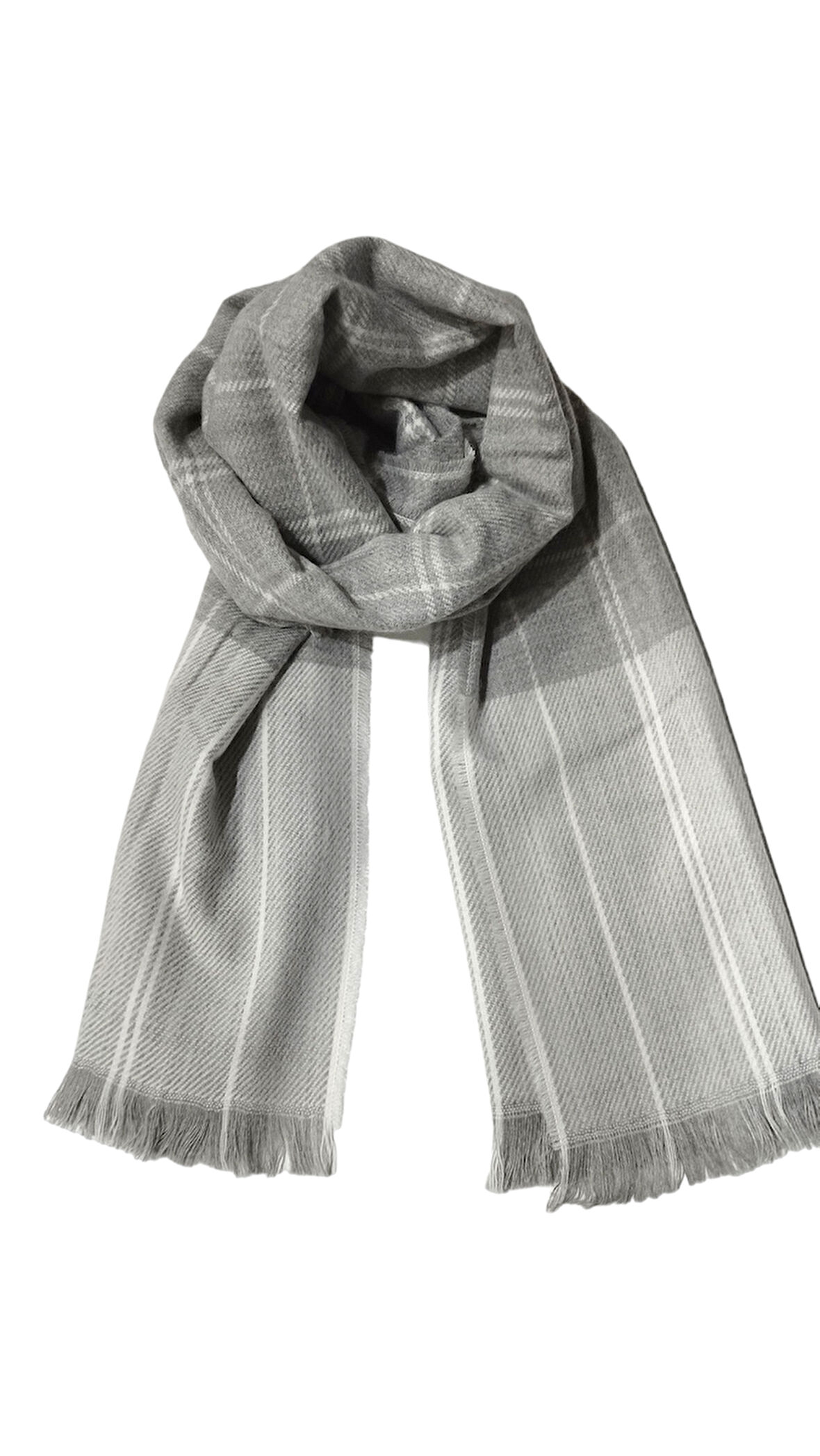 Kare Desenli kadin Kışlık Şal Gri