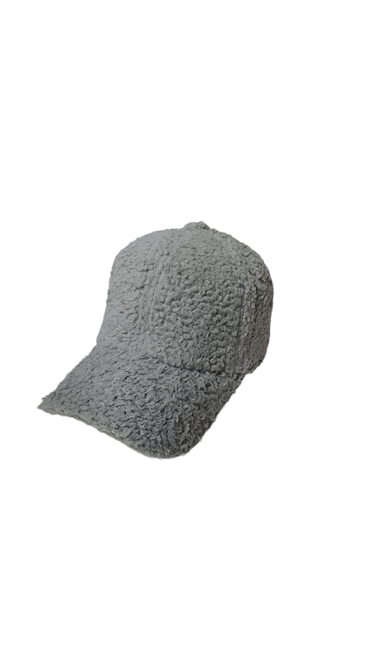 Peluş Teddy Arkası Cırtlı Ayarlanabilir Kep Şapka Gri