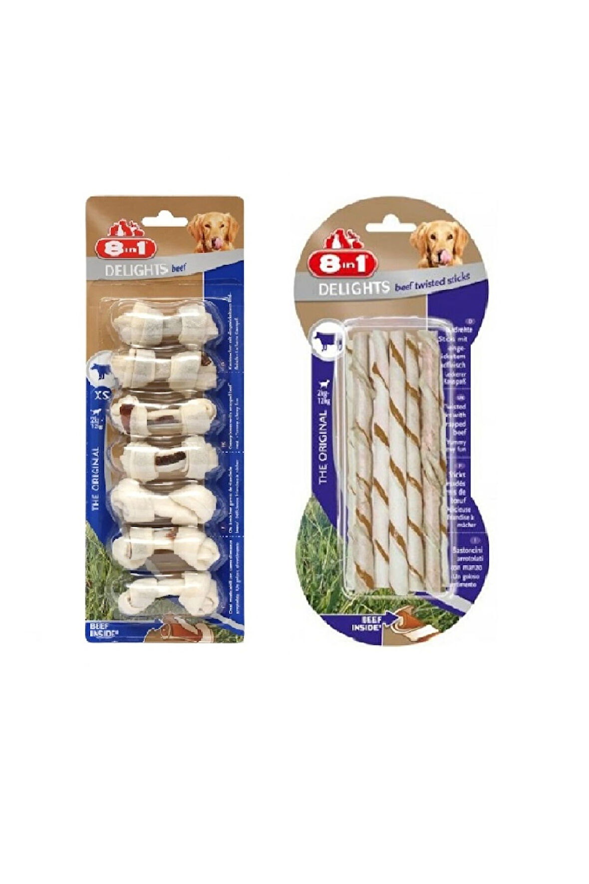 8in1 Delights Bones Biftekli Xs + Twisted Sticks Biftekli Karma Köpek Ödülü 2 Li