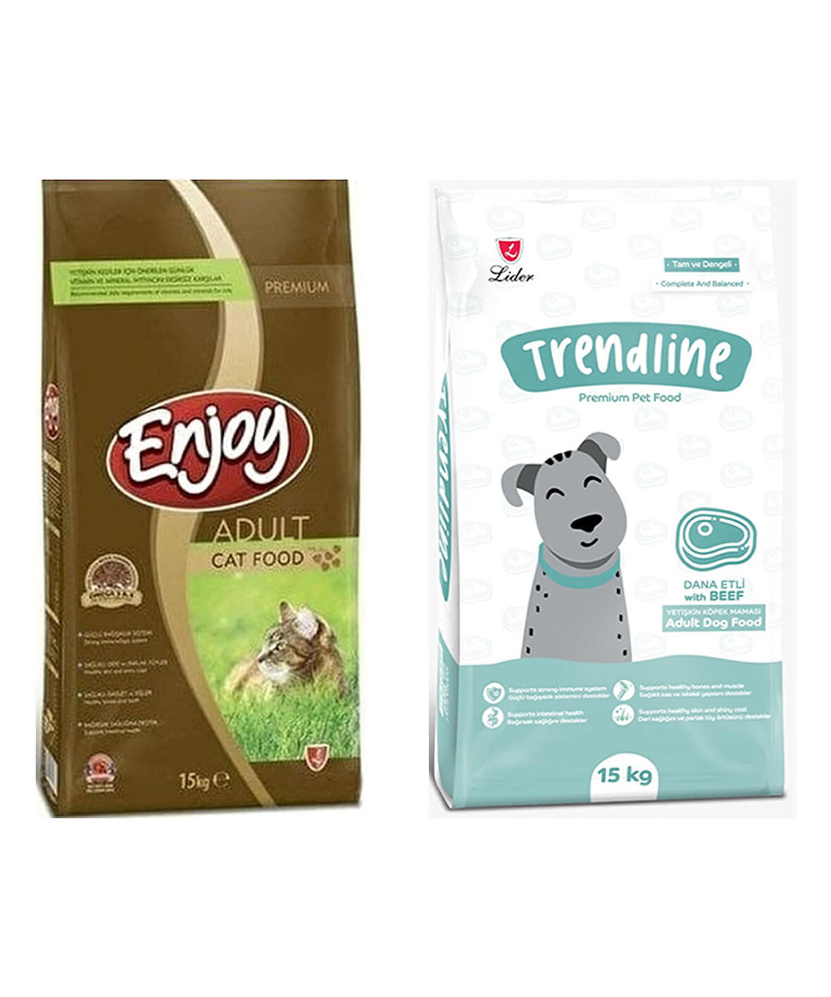 Enjoy Yetişkin Kedi & Trendline Yetişkin köpek Maması 15 Kg 2'li set