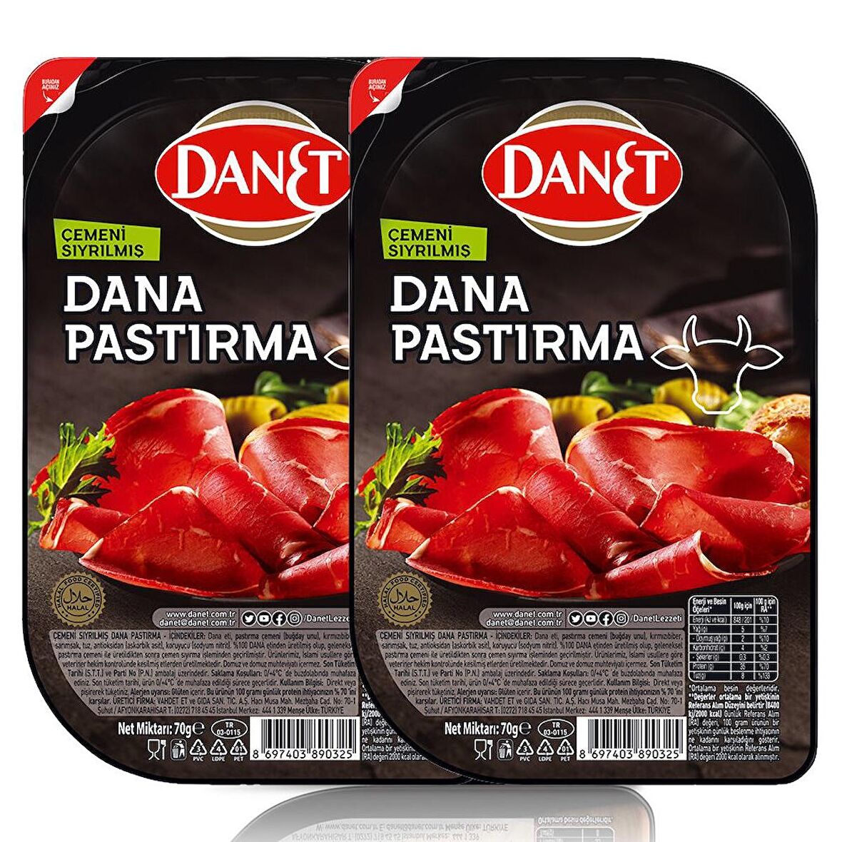 Dana Pastırma I Çemeni Sıyrılmış I Dilimli I 70g 2'li Paket