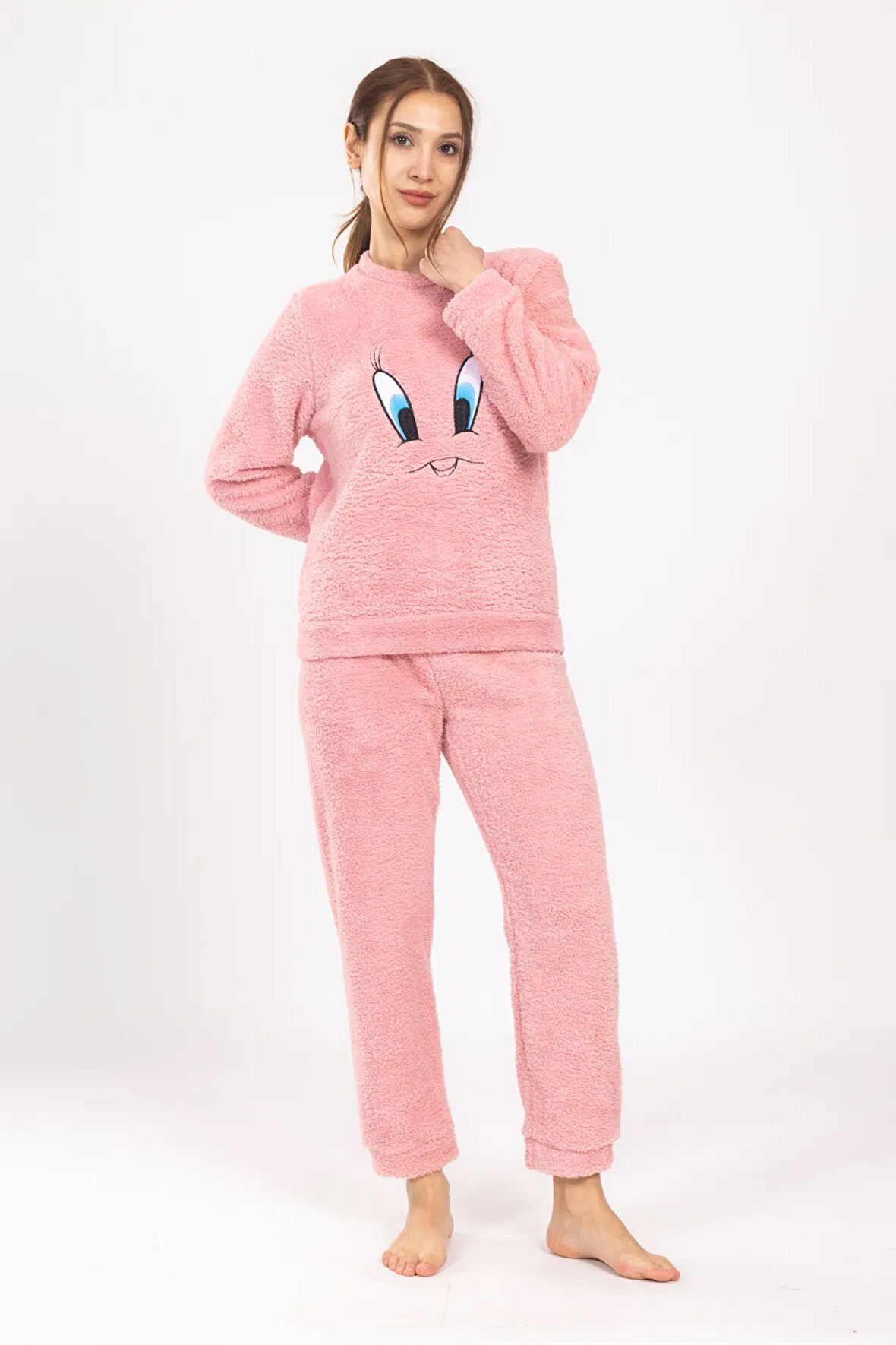 Kadın Kışlık Peluş Pijama Takımı Tweety Takım Tampap 8170