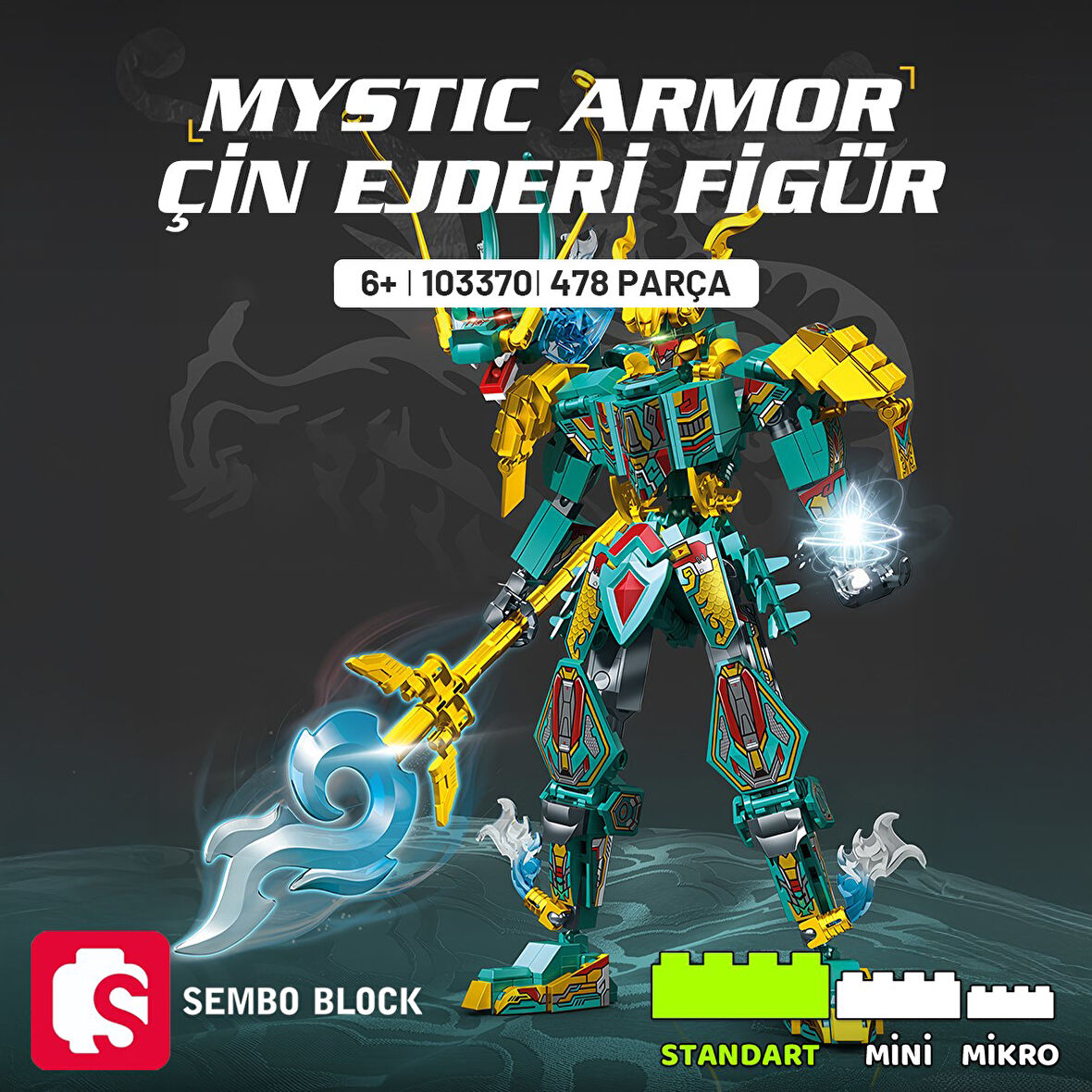 Sembo Block Mystic Armor Çin Ejderi Figür Yapı Bloğu Seti 478 Parça