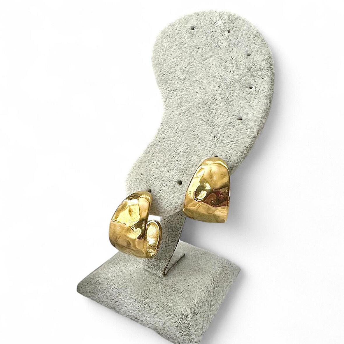 Bombeli Dövme Halka Kadın Çelik Küpe Altın Renk 