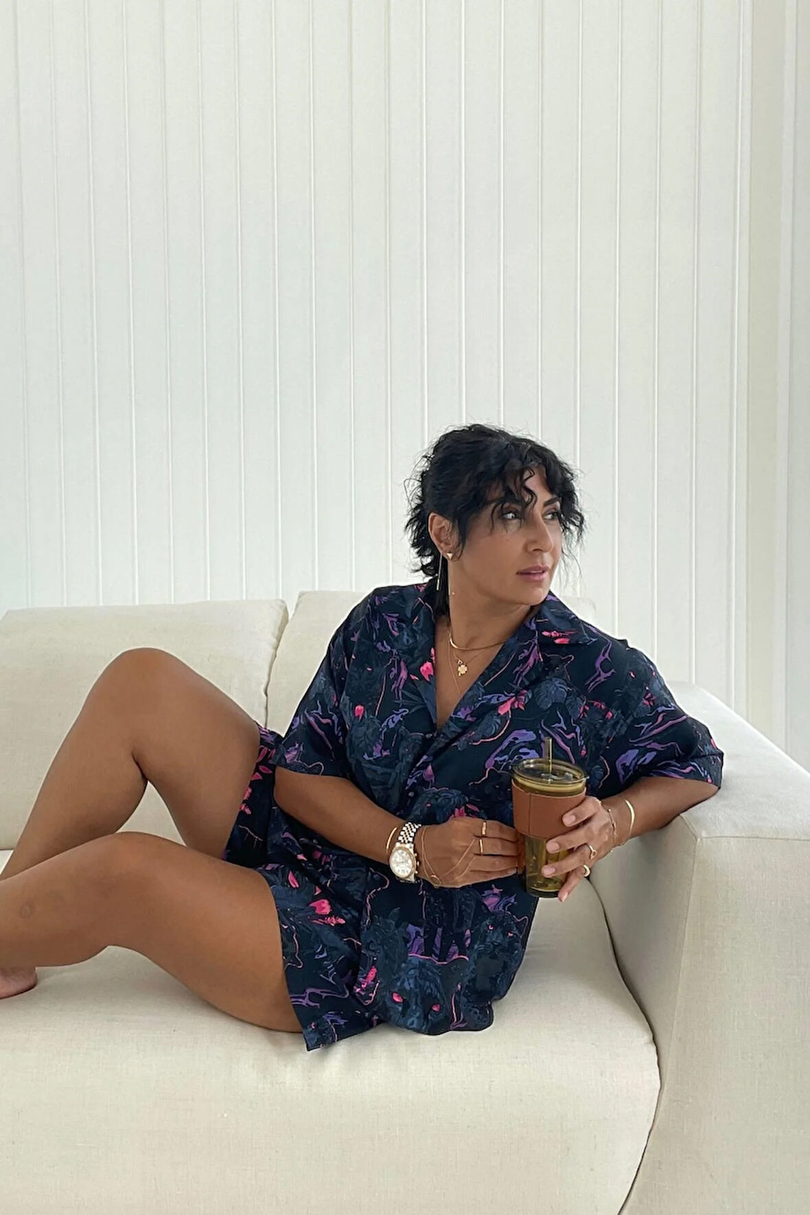 Lacivert Kaplanlı Şort Takım