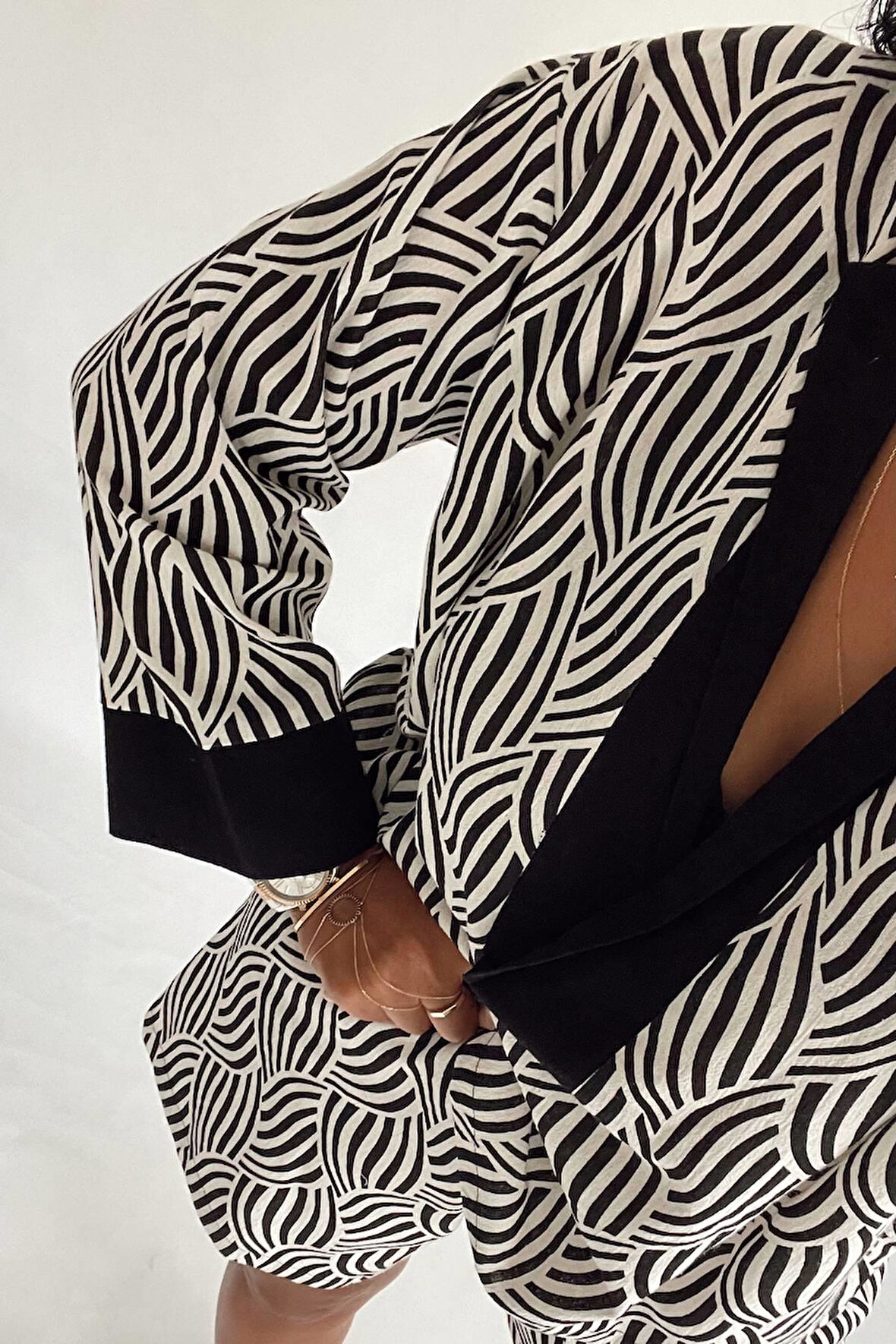 Desenli Şile Bezi Şort Takım