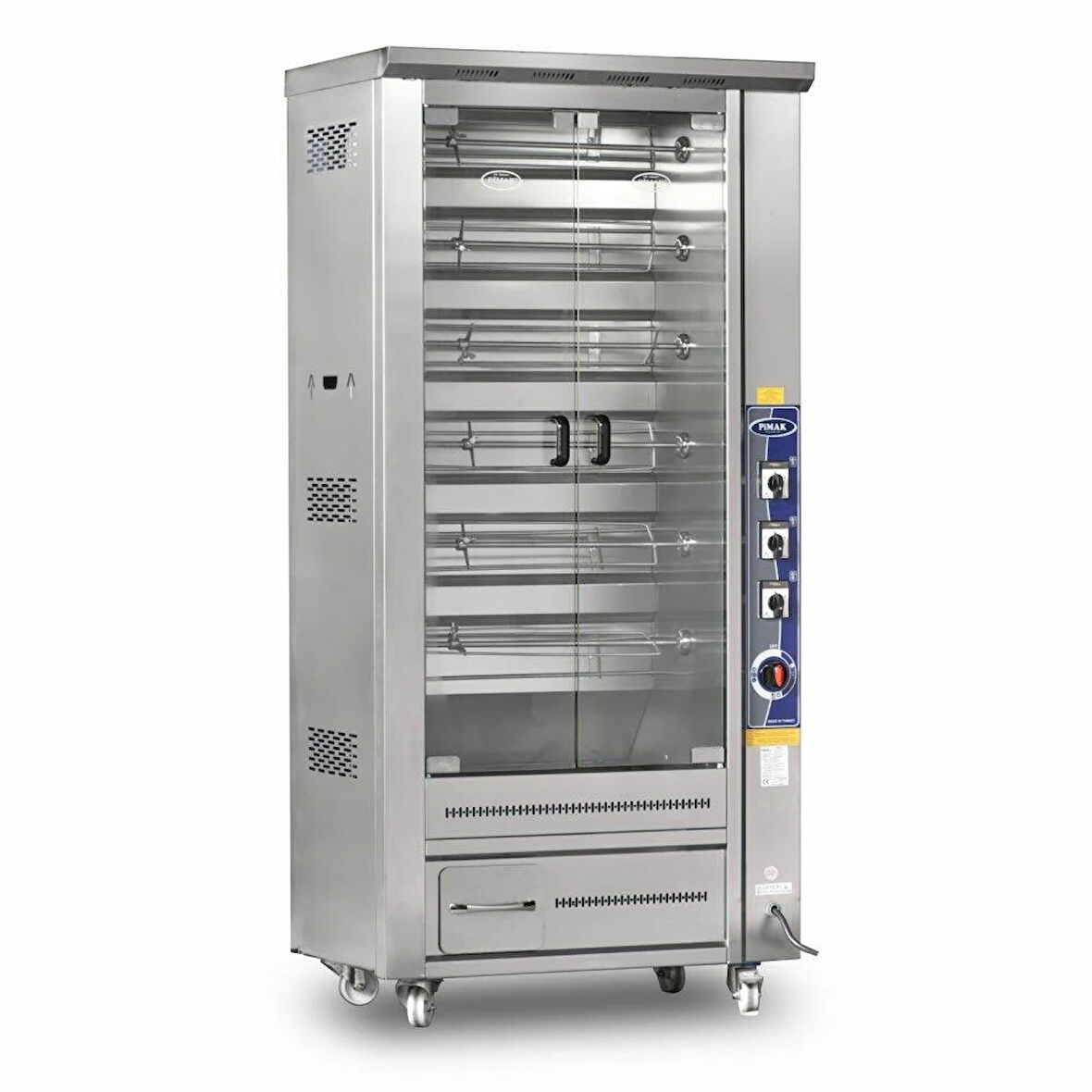 Pimak Tek Vitrinli Piliç Makinesi Doğalgazlı 6 Şiş 24 Piliç