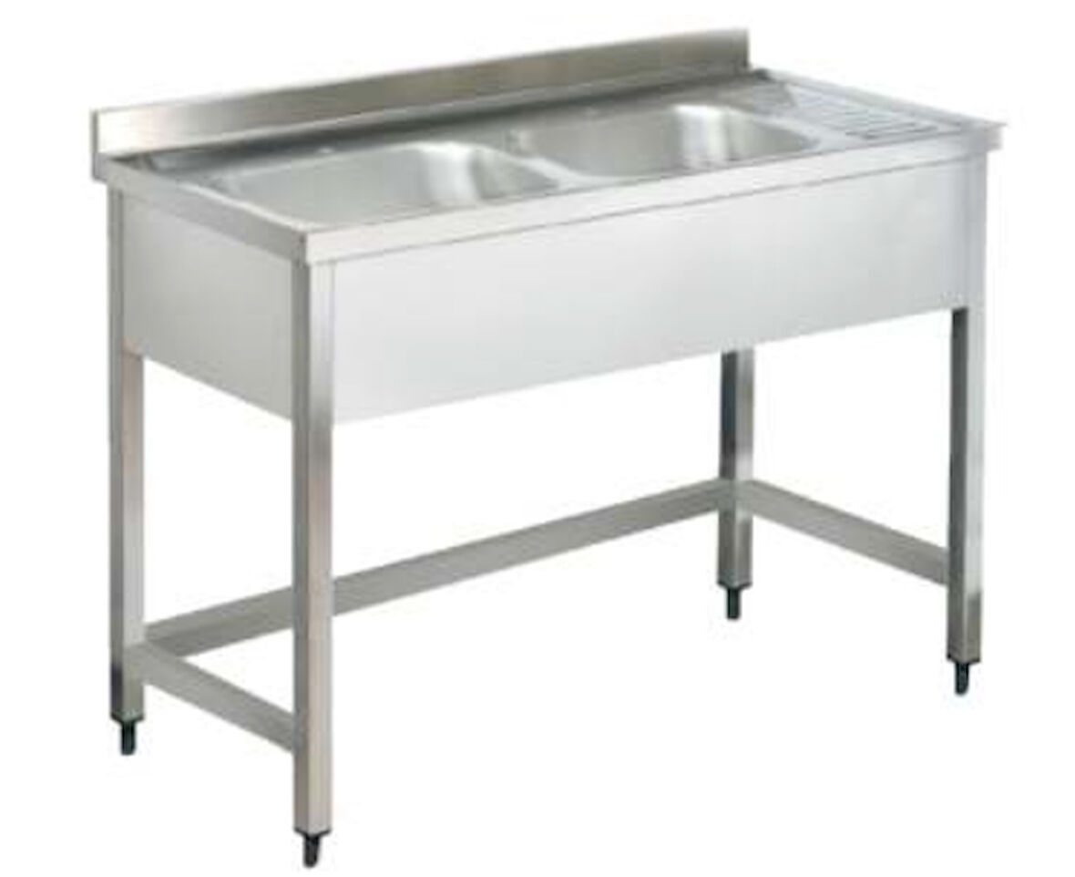 Pimak Çift Evyeli Taban Rafsız Tezgah 120 x 60 x 85 (cm)