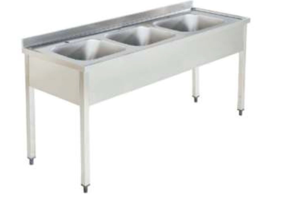 Pimak Üç Evyeli Taban Rafsız Tezgah180 x 60 x 85 (cm)