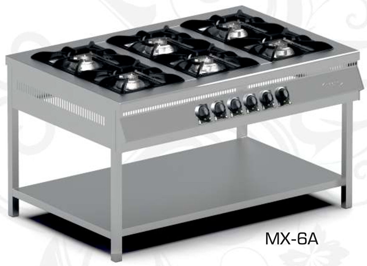 Pimak Doğalgazlı Taban Raflı 6 Gözlü Ocak