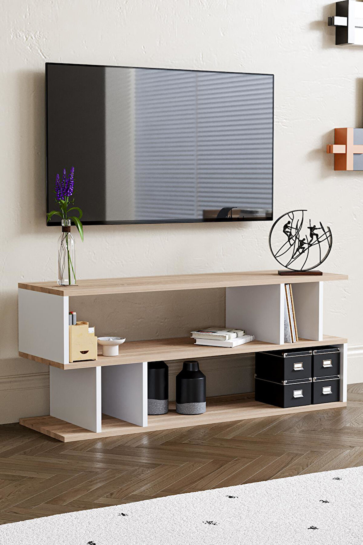 Selya TV Sehpası Beyaz Meşe