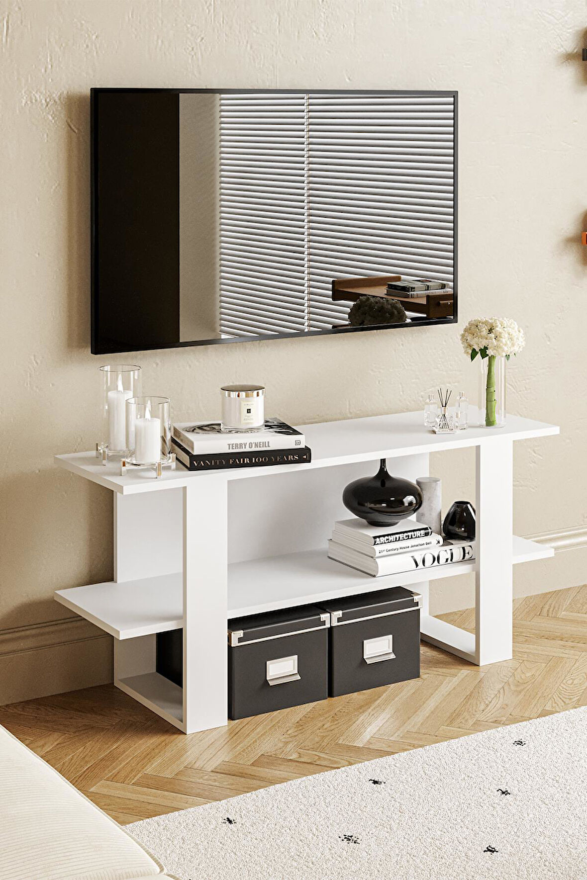 Harta TV Sehpası Beyaz