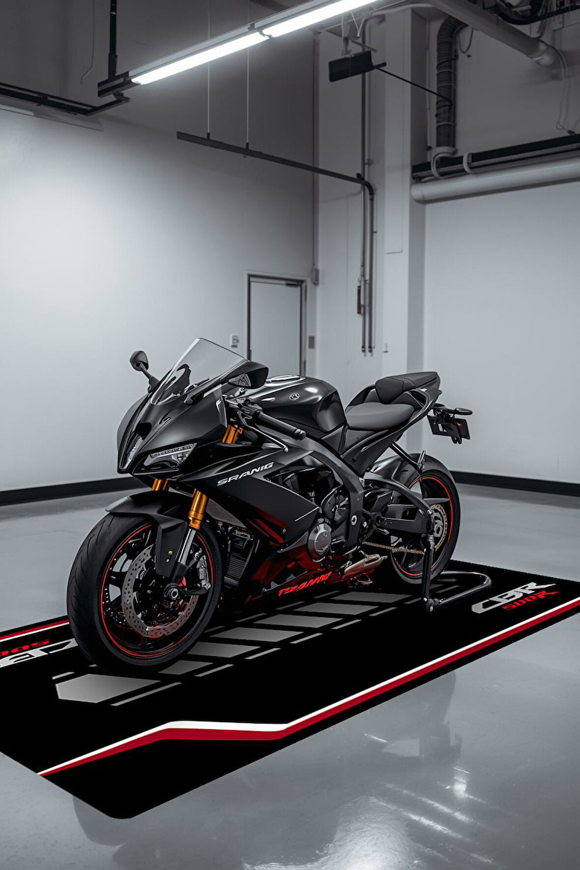 CBR 500R Motor Matı Süngerli Kaymaz Dot Taban Dijital Baskı Motor Halısı MTR0004