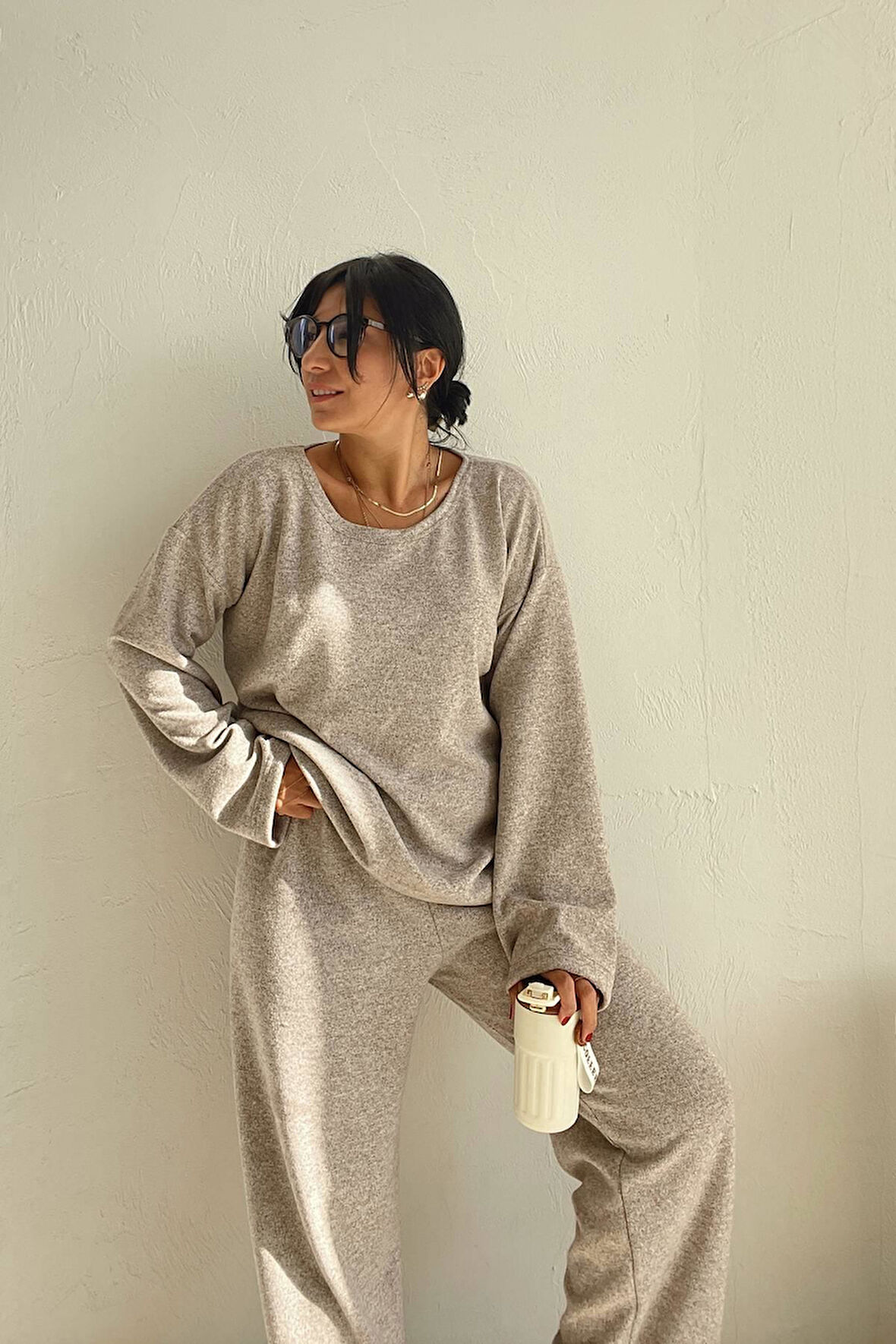 Kahverengi Örme Yumoş Takım