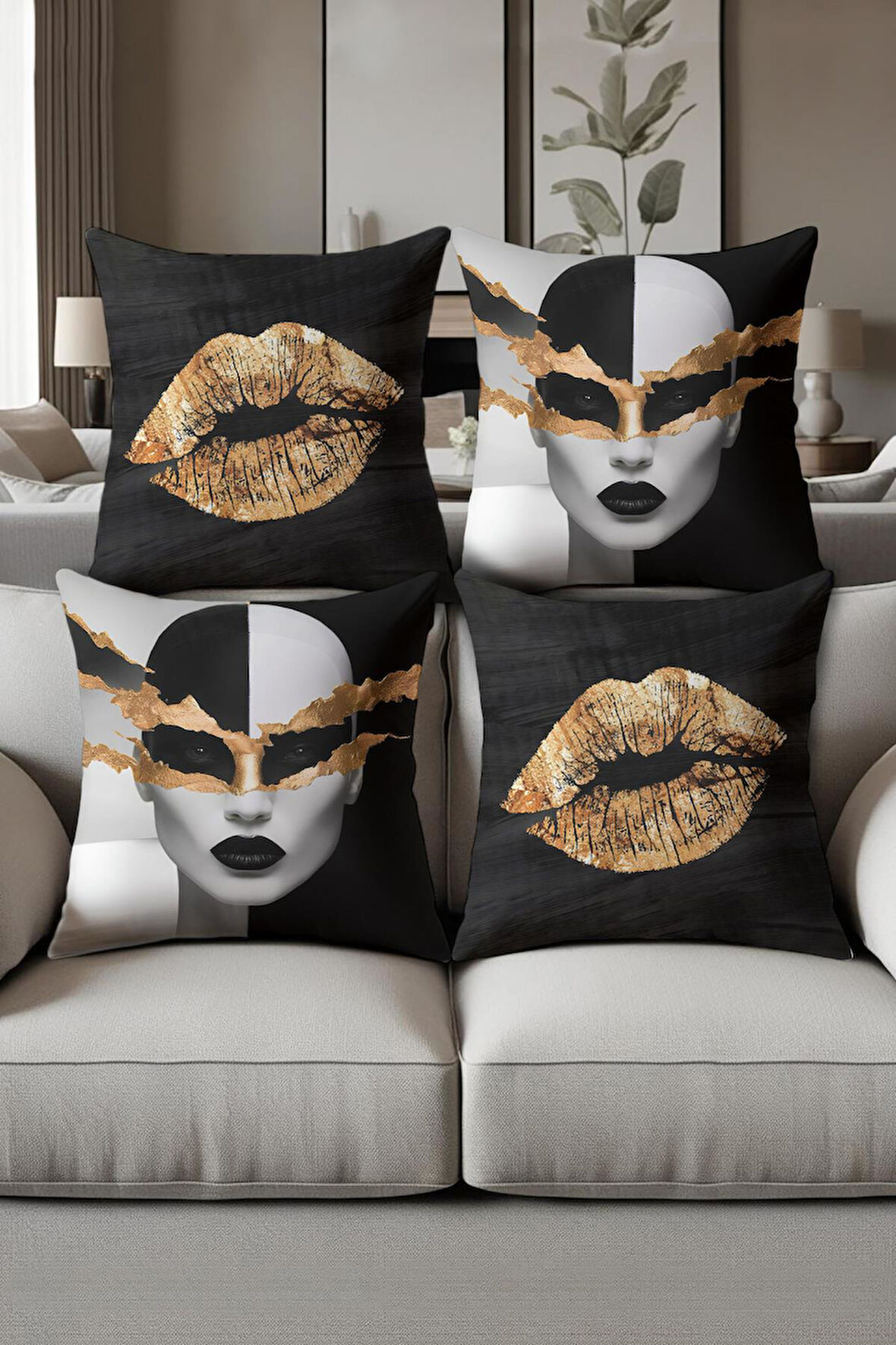 Dijital Baskılı Yumuşak Dokulu 4’lü Kırlent Kılıfı Takımı (43x43 cm) KRL0013