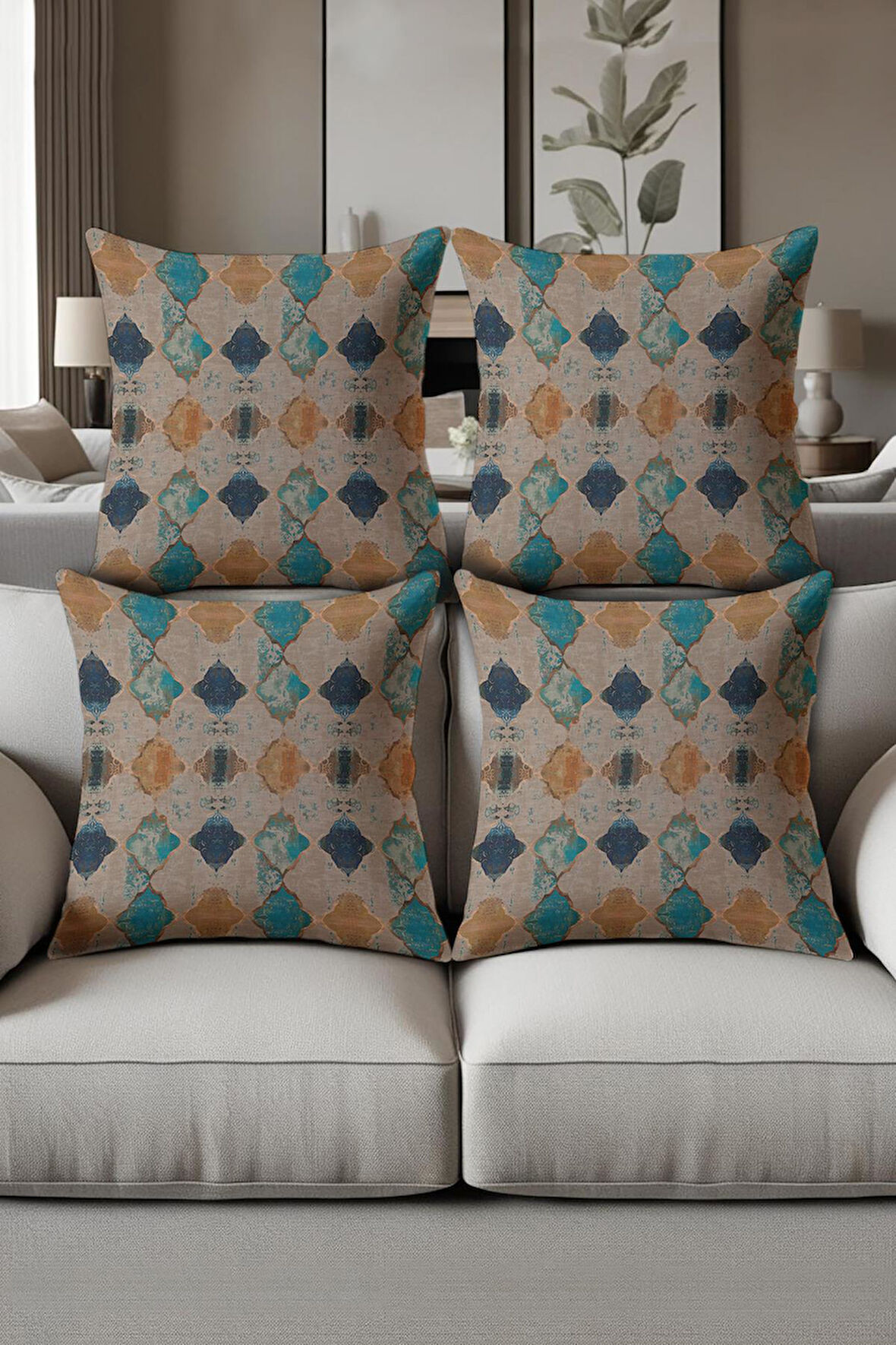 Dijital Baskılı Yumuşak Dokulu 4’lü Kırlent Kılıfı Takımı (43x43 cm) KRL0040