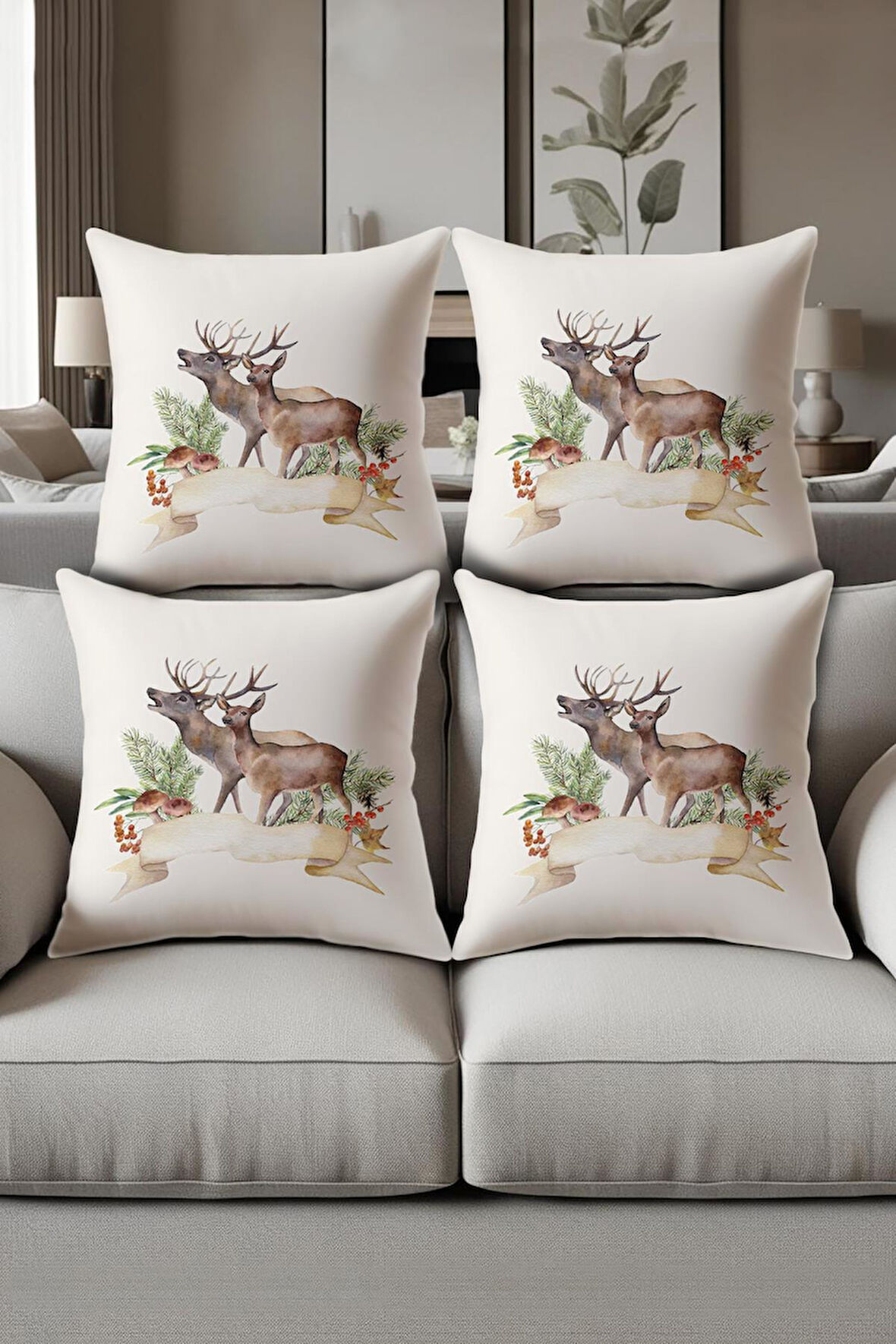 Dijital Baskılı Yumuşak Dokulu 4’lü Kırlent Kılıfı Takımı (43x43 cm) KRL0055