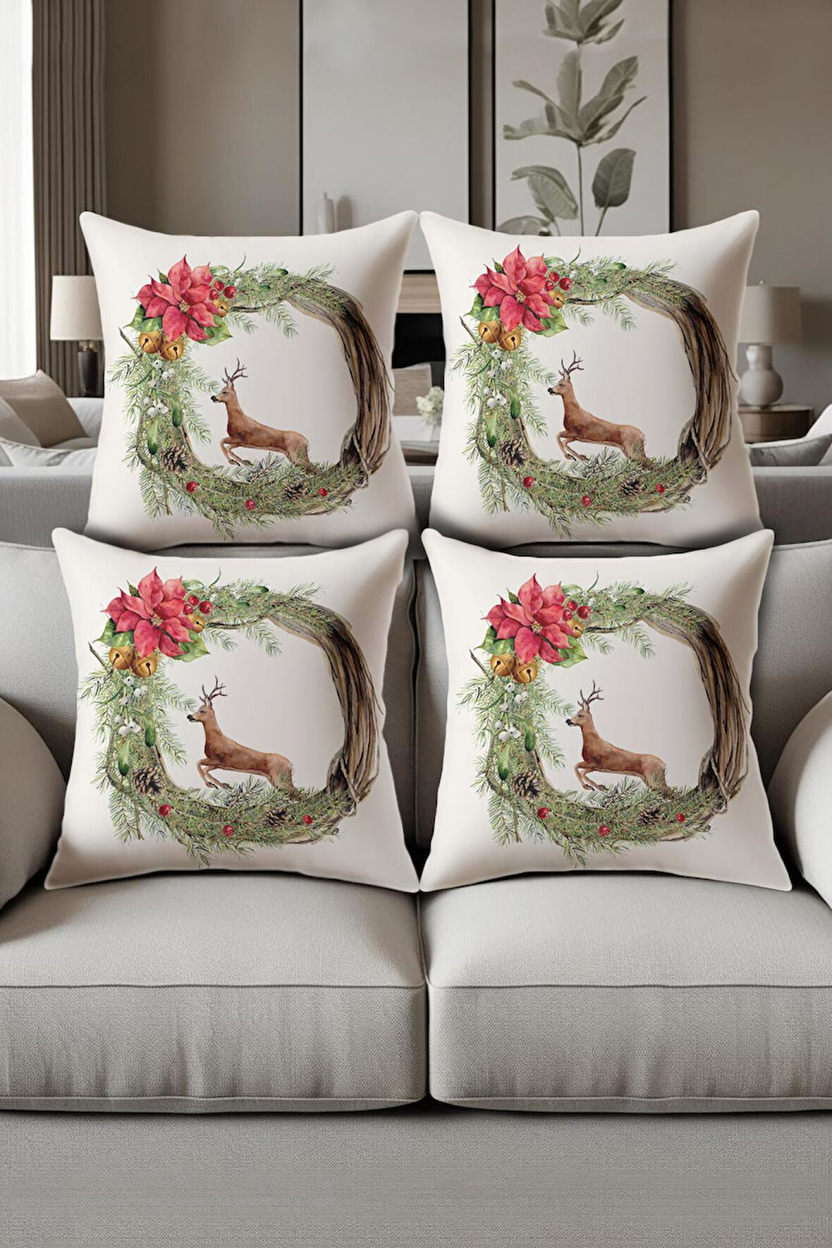 Dijital Baskılı Yumuşak Dokulu 4’lü Kırlent Kılıfı Takımı (43x43 cm) KRL0056