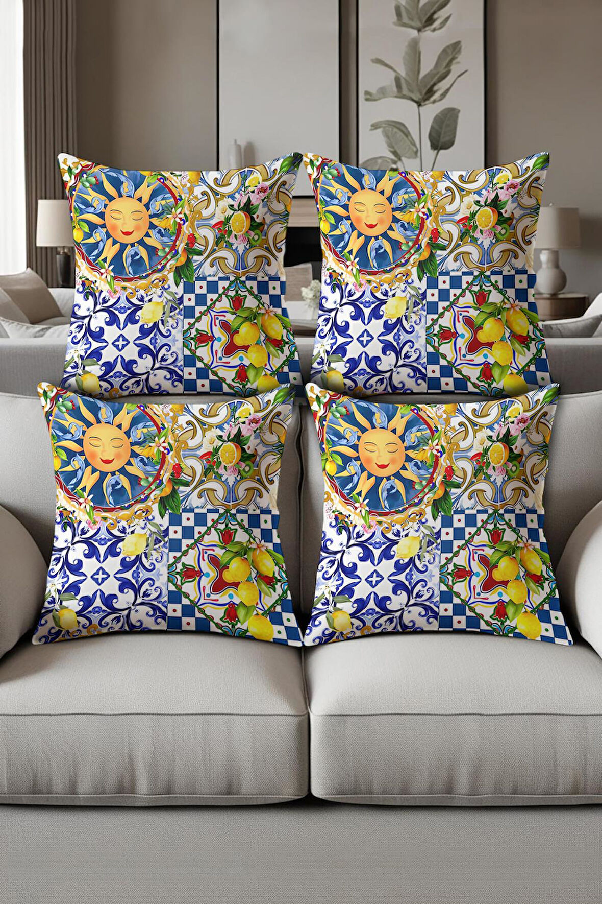 Dijital Baskılı Yumuşak Dokulu 4’lü Kırlent Kılıfı Takımı (43x43 cm) KRL0057