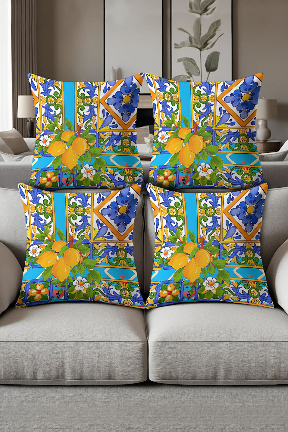 Dijital Baskılı Yumuşak Dokulu 4’lü Kırlent Kılıfı Takımı (43x43 cm) KRL0059