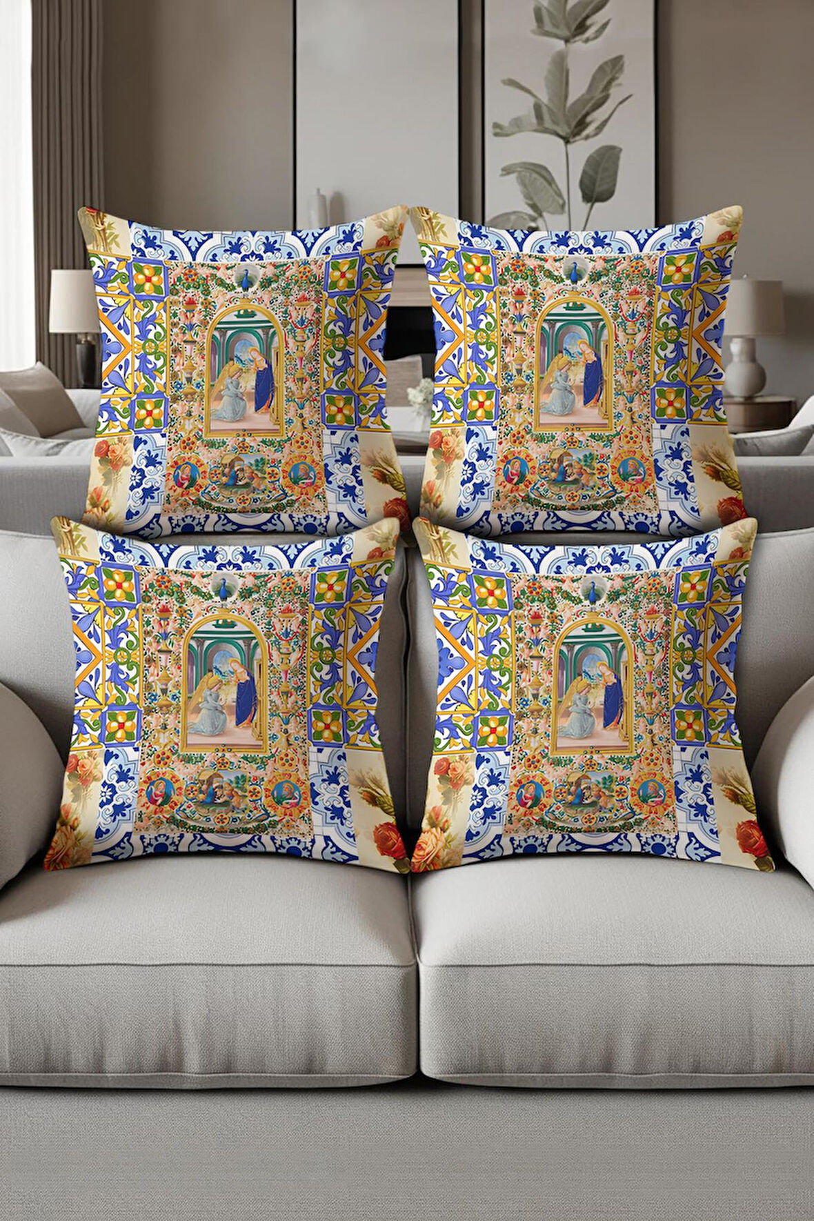 Dijital Baskılı Yumuşak Dokulu 4’lü Kırlent Kılıfı Takımı (43x43 cm) KRL0062