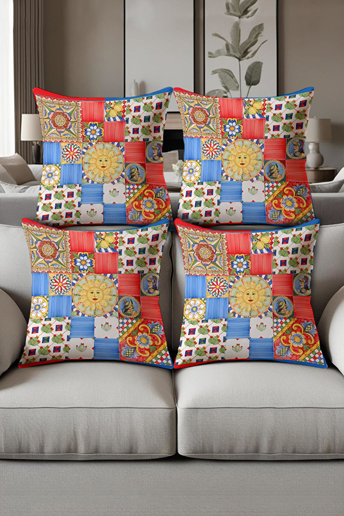 Dijital Baskılı Yumuşak Dokulu 4’lü Kırlent Kılıfı Takımı (43x43 cm) KRL0064