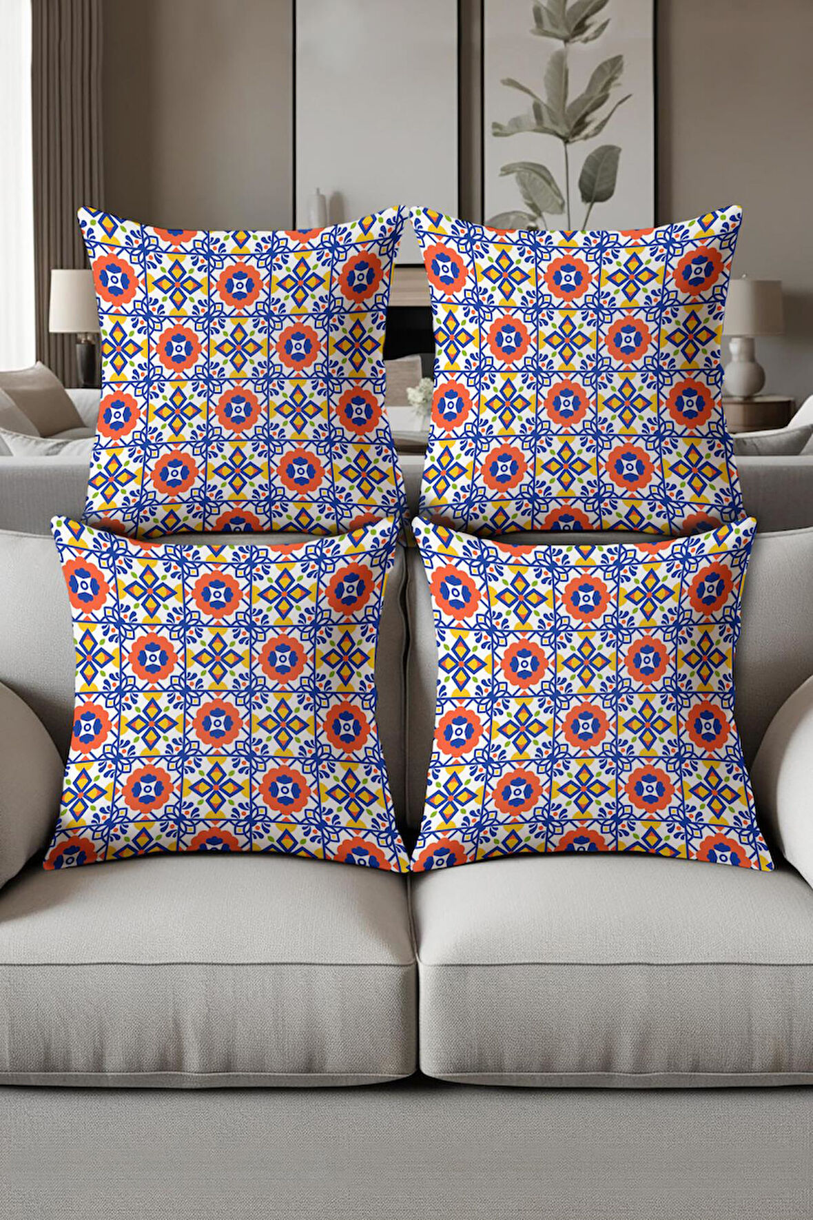 Dijital Baskılı Yumuşak Dokulu 4’lü Kırlent Kılıfı Takımı (43x43 cm) KRL0066