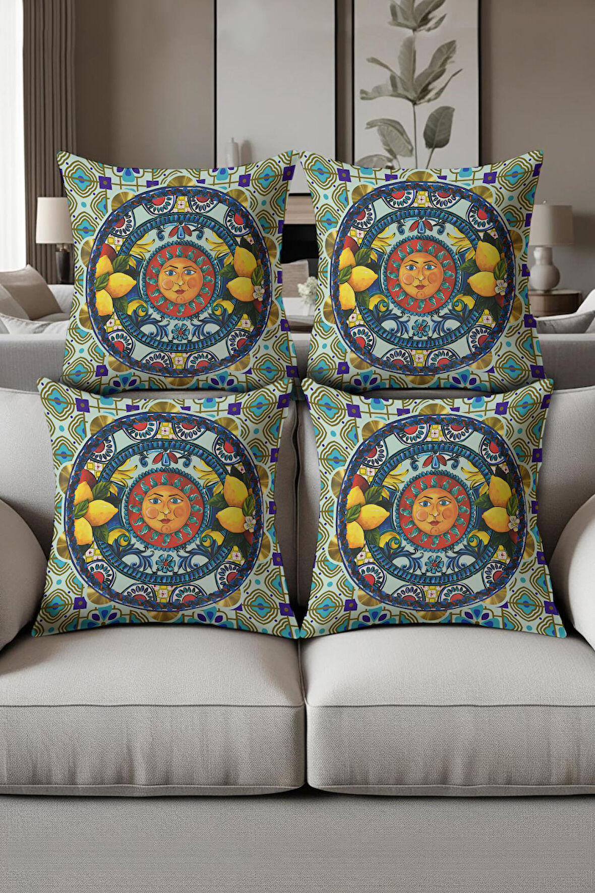 Dijital Baskılı Yumuşak Dokulu 4’lü Kırlent Kılıfı Takımı (43x43 cm) KRL0069