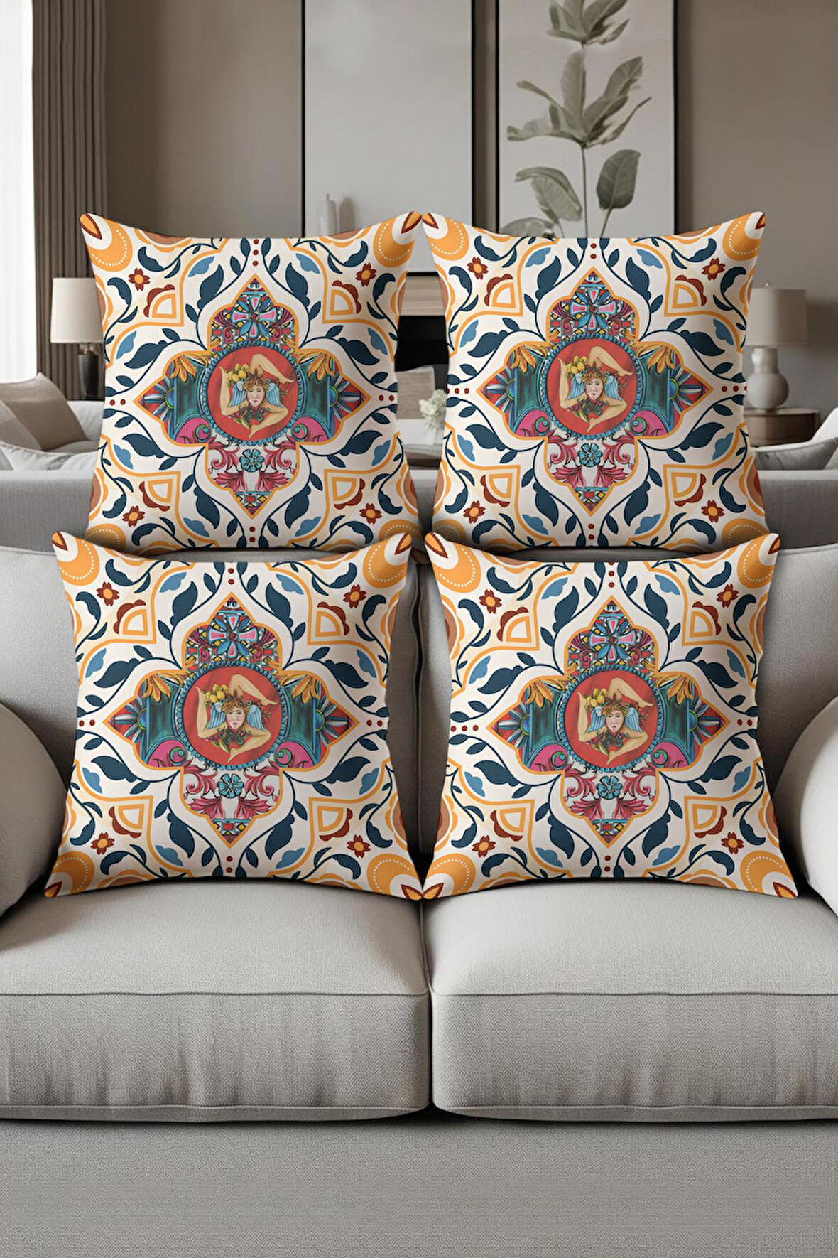 Dijital Baskılı Yumuşak Dokulu 4’lü Kırlent Kılıfı Takımı (43x43 cm) KRL0070