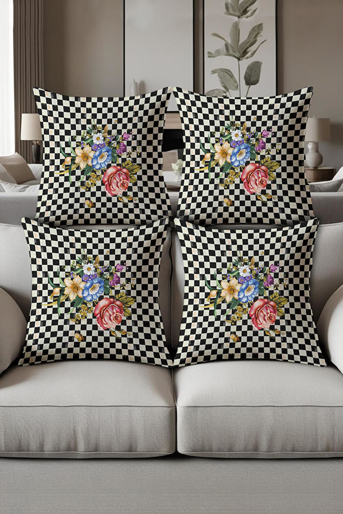 Dijital Baskılı Yumuşak Dokulu 4’lü Kırlent Kılıfı Takımı (43x43 cm) KRL0073