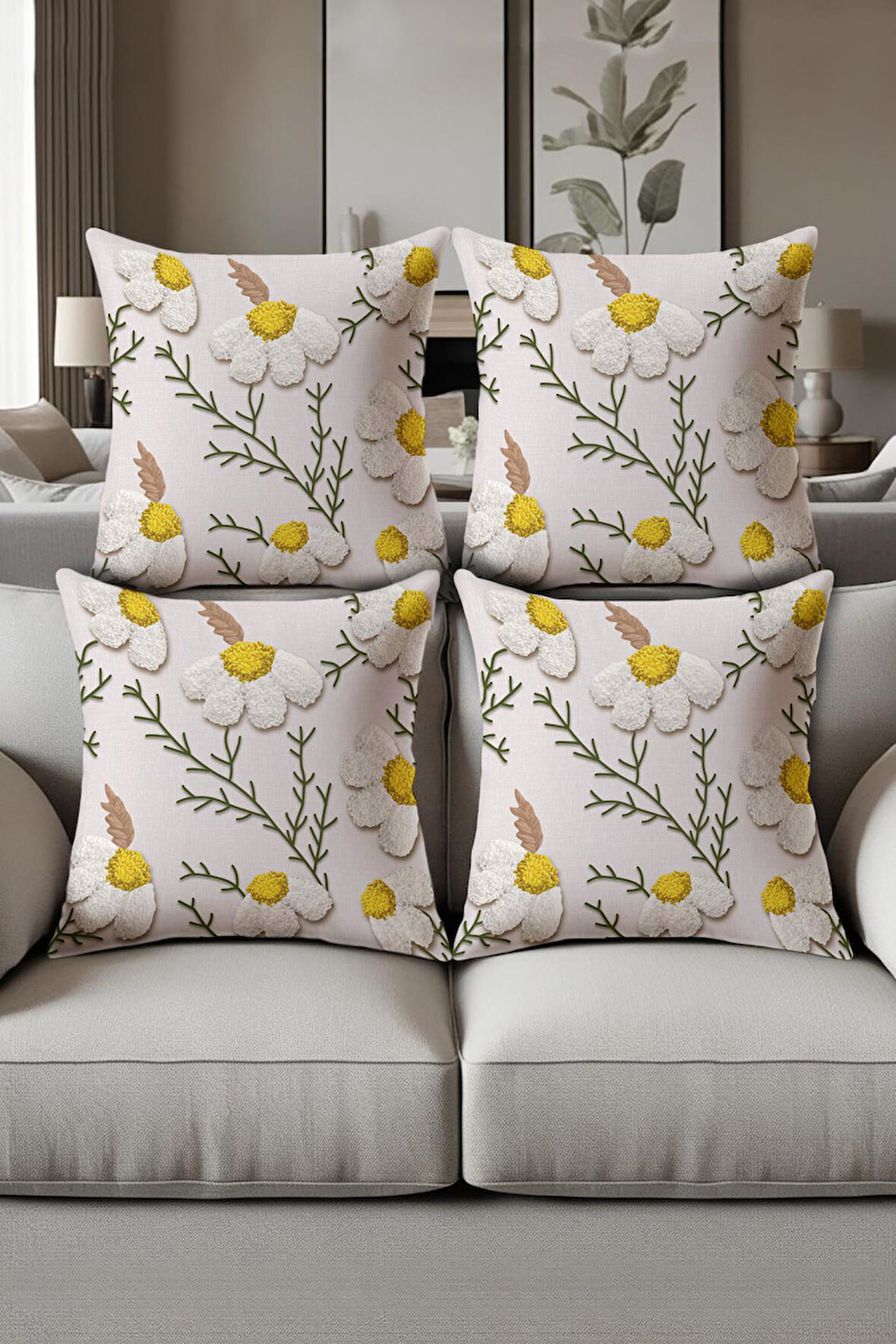 Dijital Baskılı Yumuşak Dokulu 4’lü Kırlent Kılıfı Takımı (43x43 cm) KRL0081