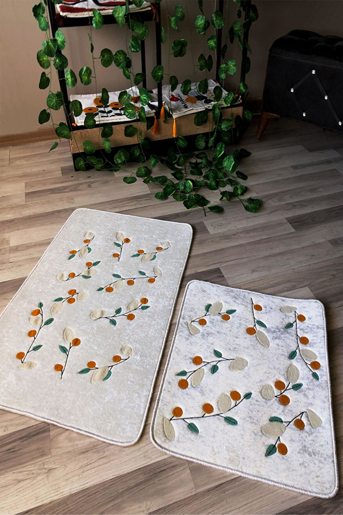 Dijital Baskı Kaymaz Taban Yıkanabilir 2'li Punch Banyo Paspas Takımı PCP001