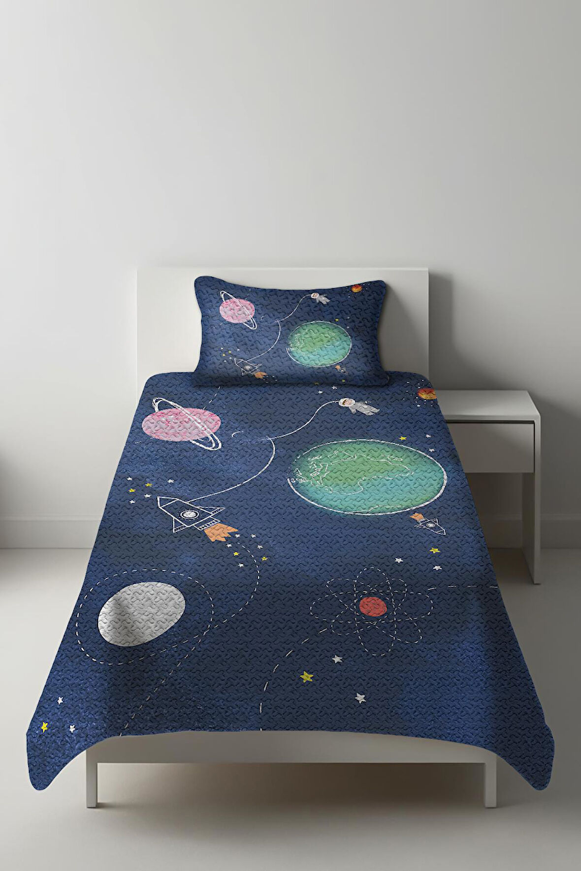 Parlak Kadife Kumaş Tek Kişilik Çocuk Yatak Örtüsü Seti (2 Parça) TKY0010