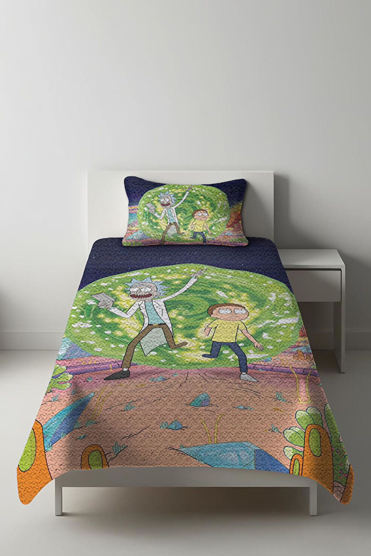 Parlak Kadife Kumaş Tek Kişilik Çocuk Yatak Örtüsü Seti (2 Parça) TKY0011