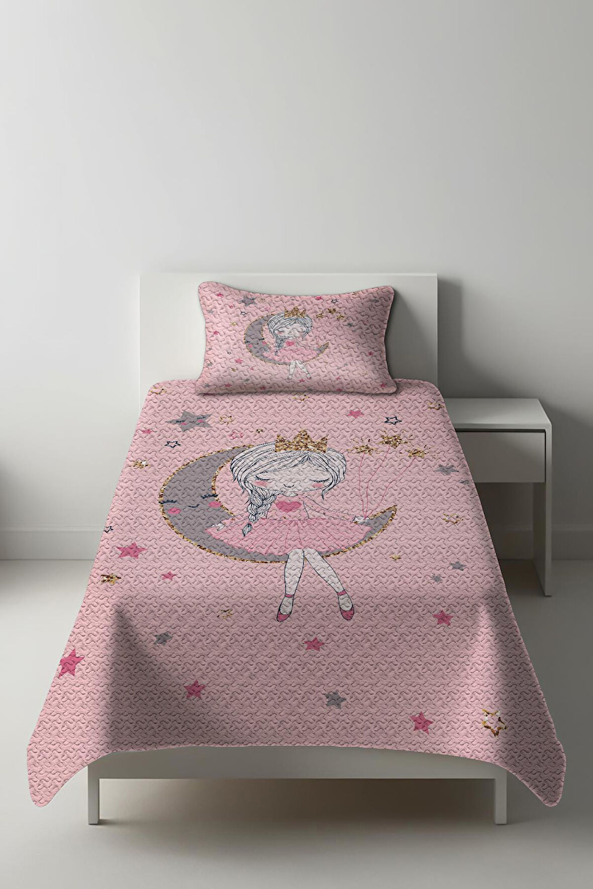 Parlak Kadife Kumaş Tek Kişilik Çocuk Yatak Örtüsü Seti (2 Parça) TKY0018