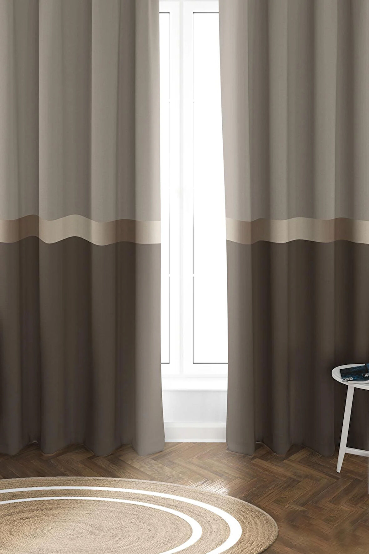 Parlak Saten Mikro Kumaş Çift Kanat Fon Perde Takımı PRD0002