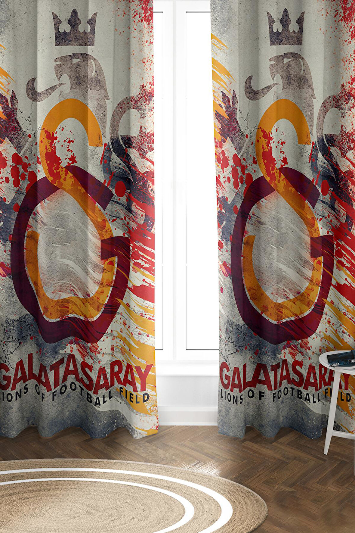 Parlak Saten Mikro Kumaş Çift Kanat Çocuk Odası Fon Perde Takımı PRD0029