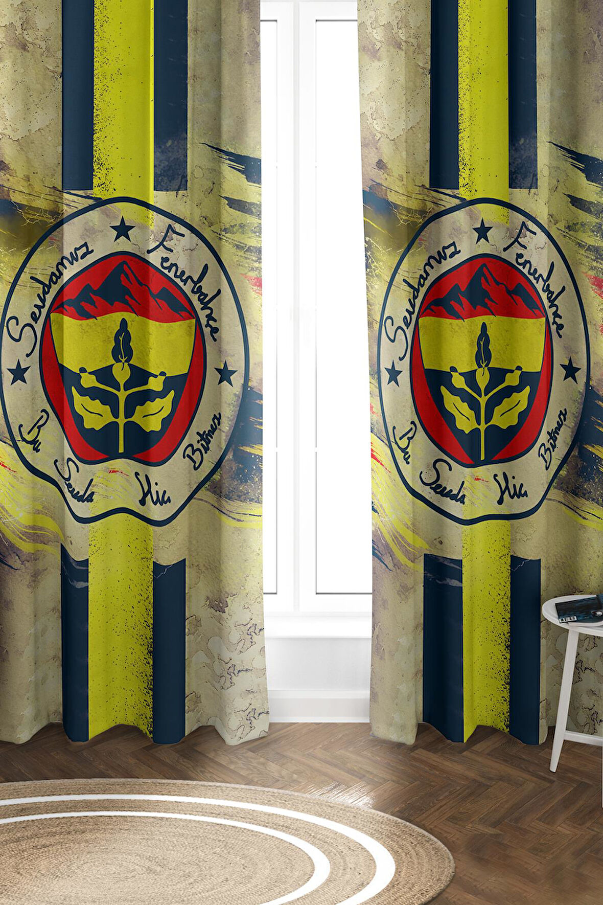 Parlak Saten Mikro Kumaş Çift Kanat Çocuk Odası Fon Perde Takımı PRD0055