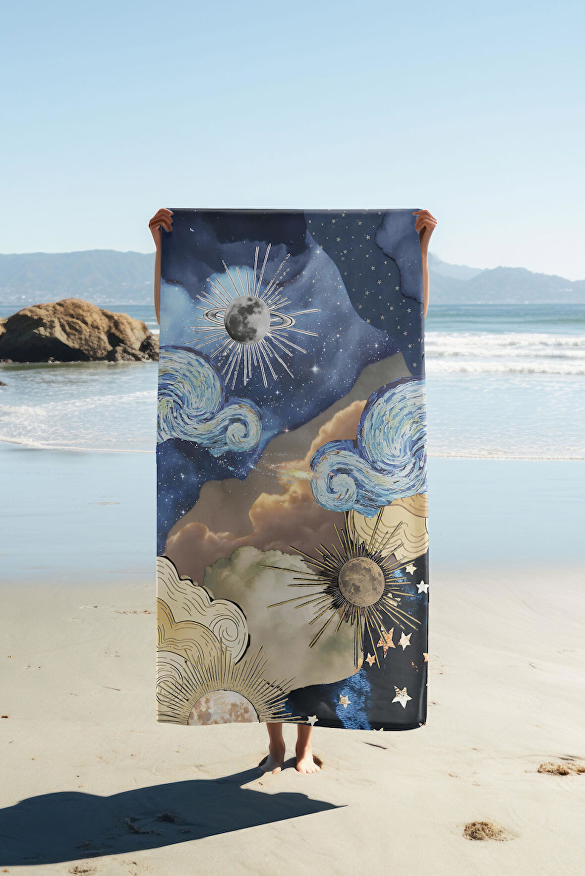 Dijital Baskı Plaj Deniz Havlusu Modern Desenli Peştamal (80X160 cm) HVL0057