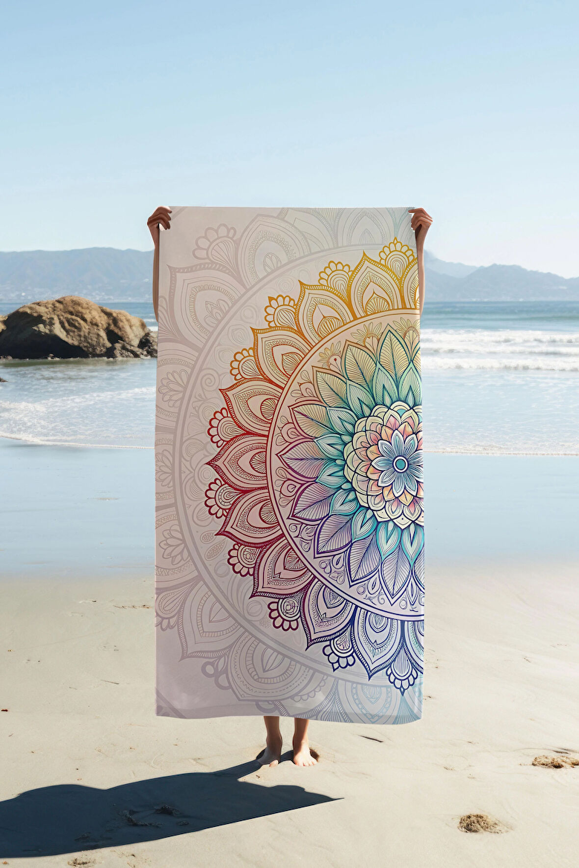 Dijital Baskı Plaj Deniz Havlusu Modern Desenli Peştamal (80X160 cm) HVL0060