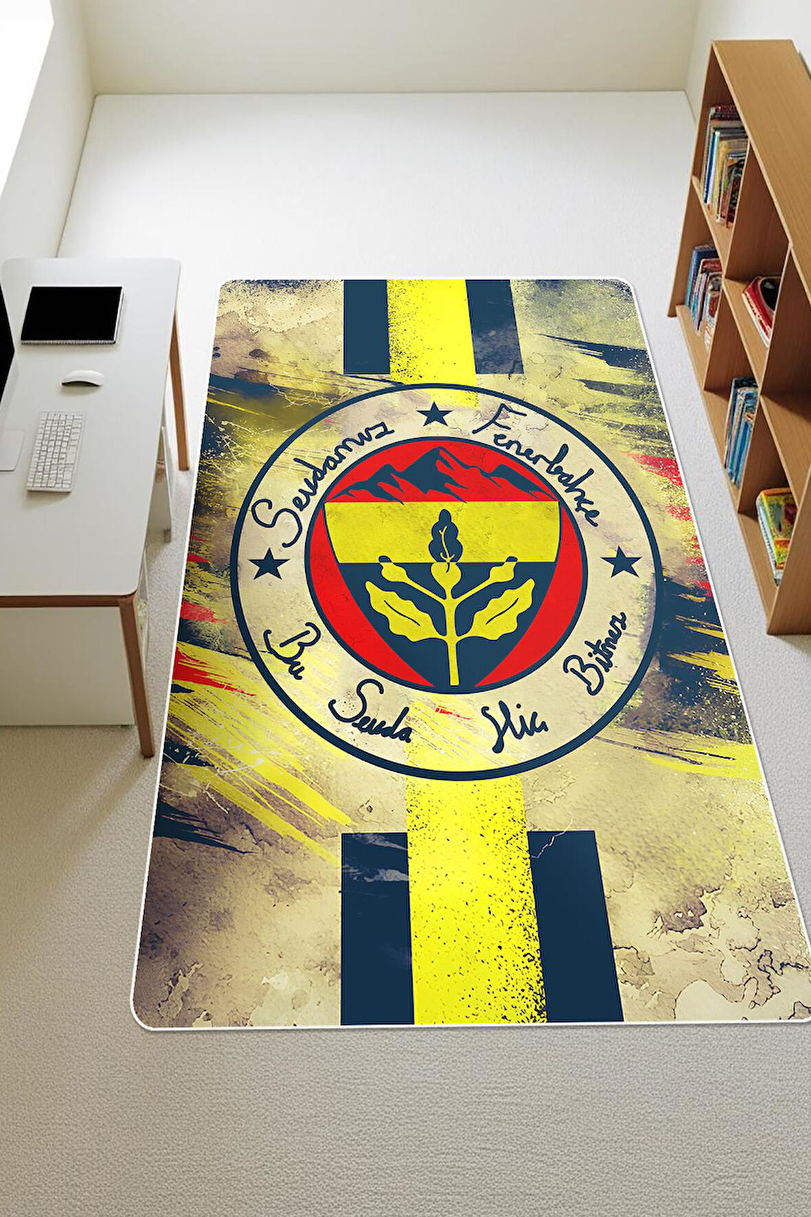 Parlak Kadife Kumaş Dijital Baskı Dot Kaymaz Tabanlı Çocuk ve Genç Odası Halısı H0811