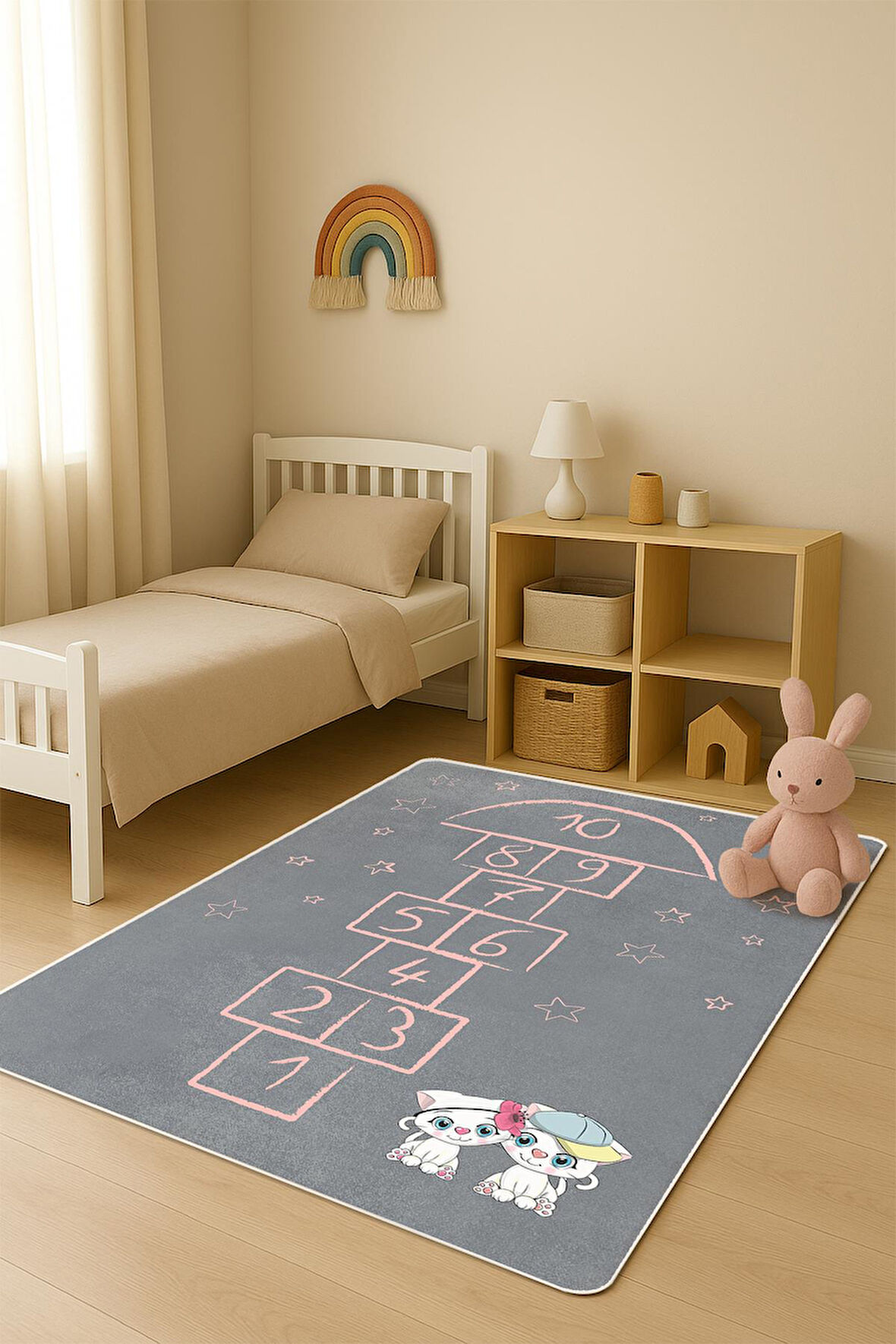  Parlak Kadife Kumaş Dijital Baskı Dot Kaymaz Tabanlı Çocuk ve Genç Odası Halısı H0750