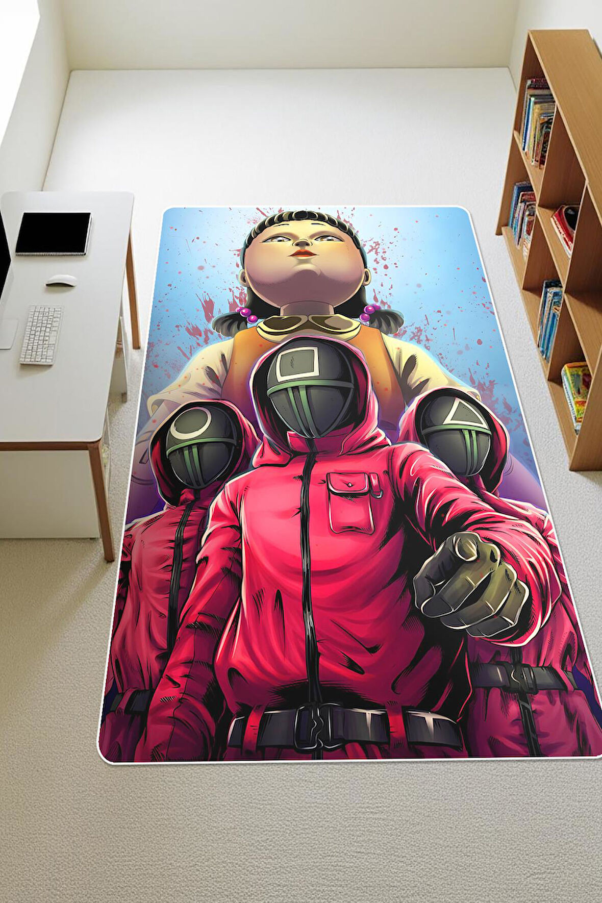  Parlak Kadife Kumaş Dijital Baskı Dot Kaymaz Tabanlı Çocuk ve Genç Odası Halısı H0530