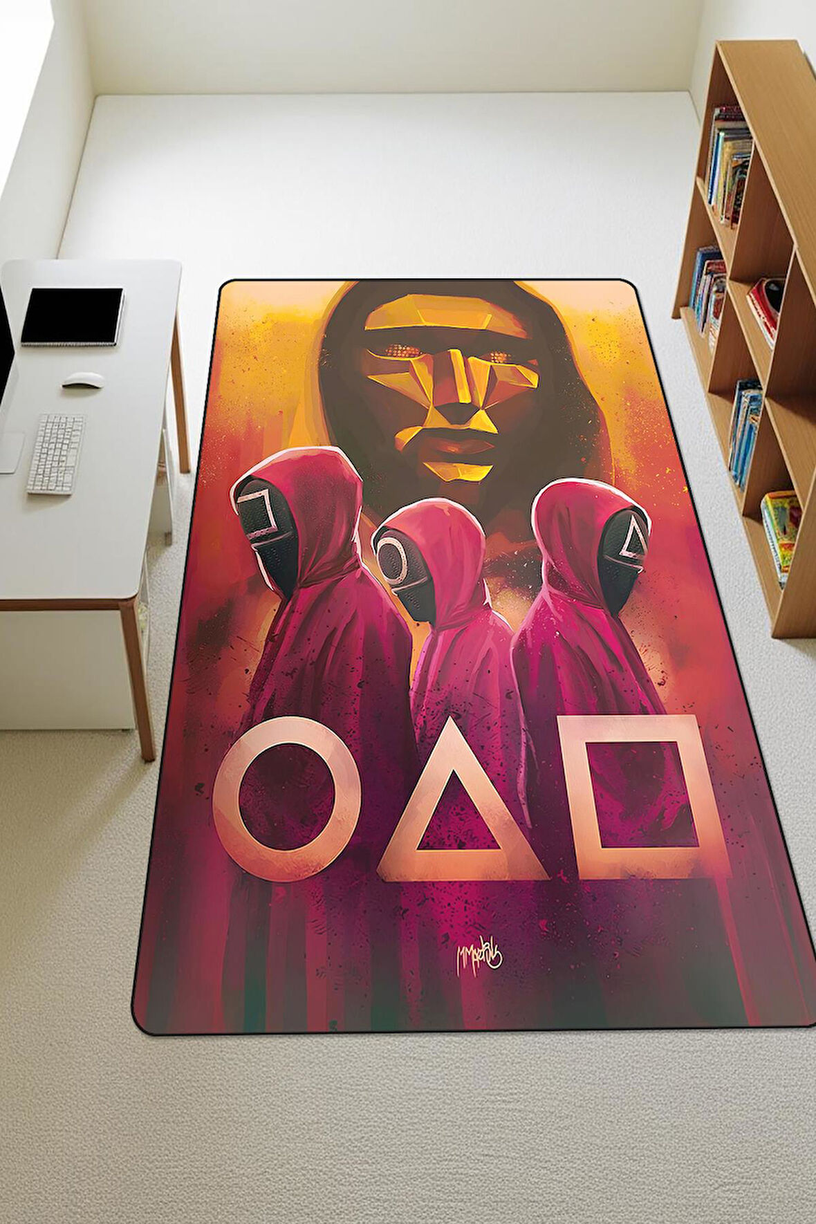  Parlak Kadife Kumaş Dijital Baskı Dot Kaymaz Tabanlı Çocuk ve Genç Odası Halısı H0536